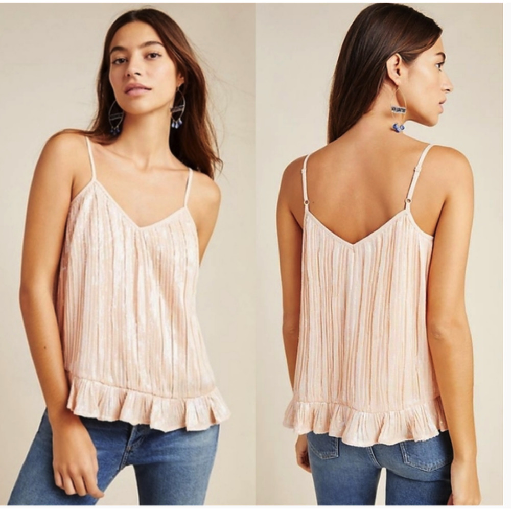 NWOT Anthro Amelie Light Pink Sequined Cami- Sz 12